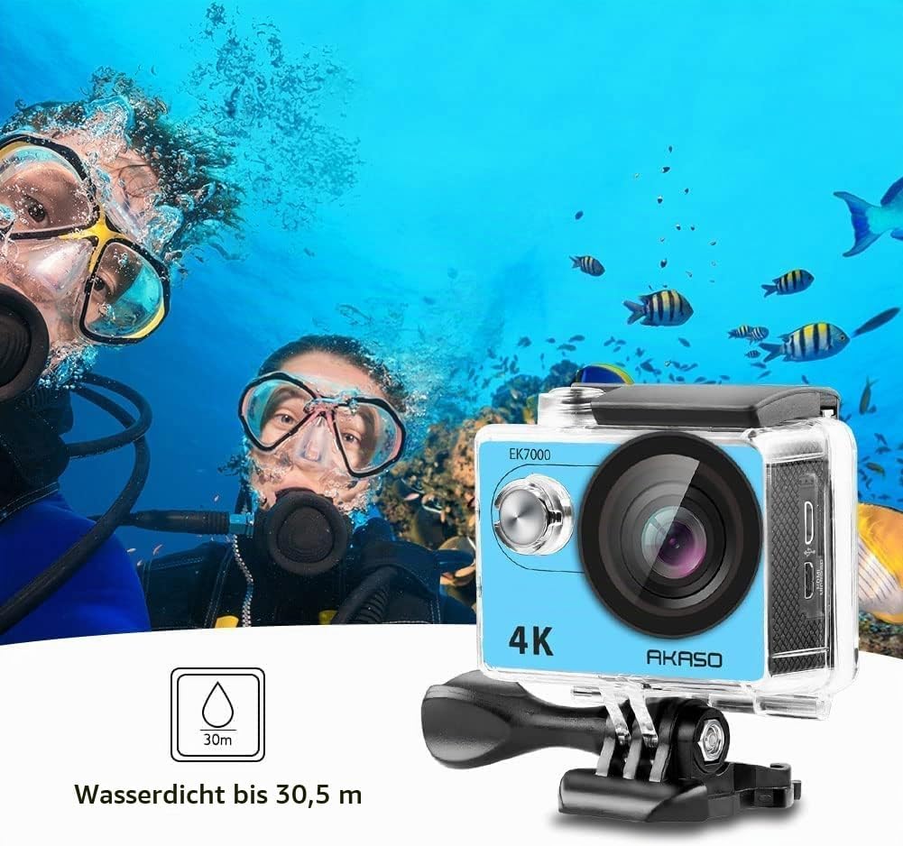 AKASO Action Cam EK7000 4K30FPS Action Kamera 170° Weitwinkel HD Unterwasserkamera 20MP WiFi wasserd