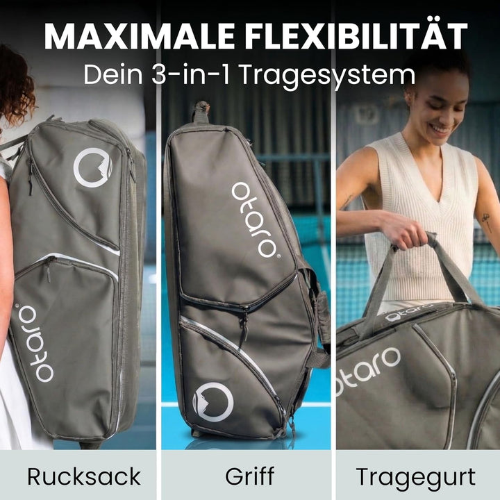 OTARO Tennistasche 82L mit Schuhfach & kühlenden Thermofächern – 3 in 1 Tragesystem, wasserabweisend