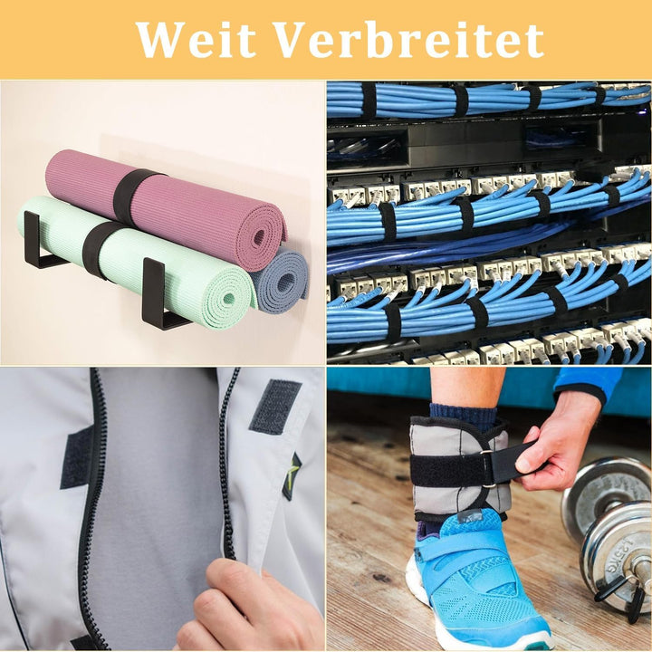10m x 5cm Klettband mit 30 Schnallen, Breit Klett Kabelbinder Wiederverschliessbar, Frei Zuschneidba