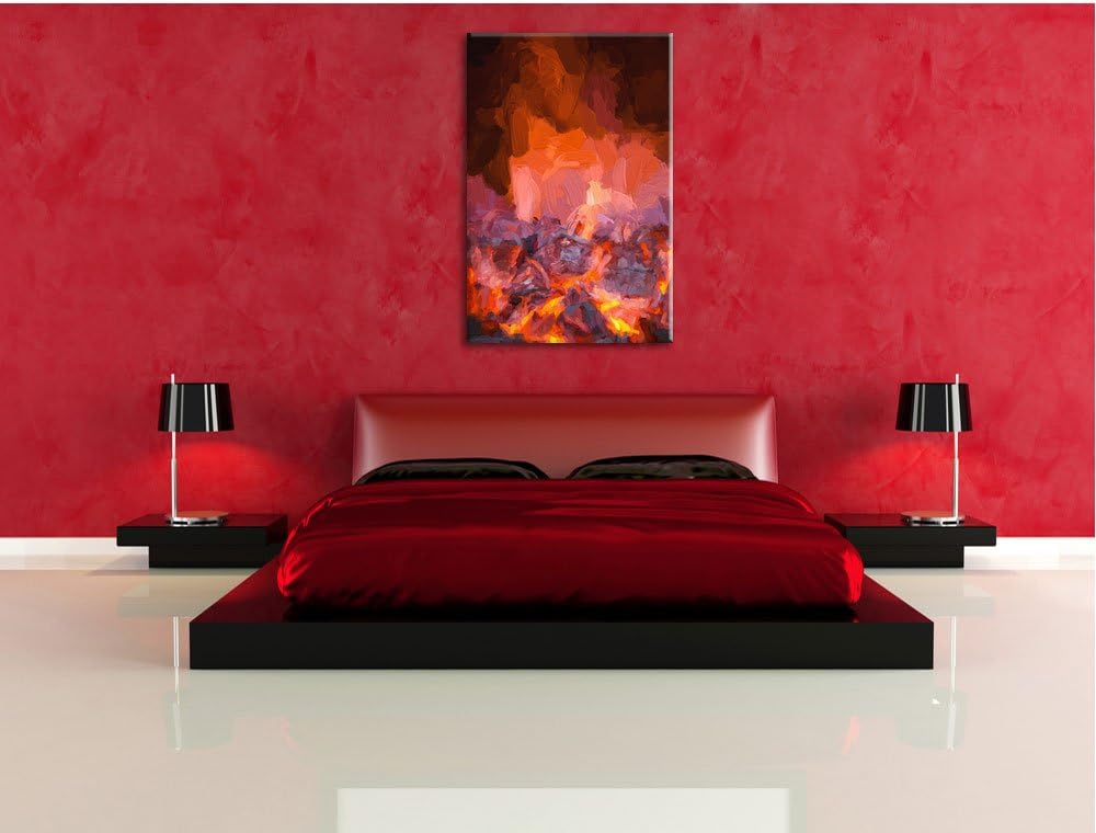 Pixxprint Loderndes Feuer als Leinwandbild/Grösse: 100x70 / Wandbild/Kunstdruck/fertig bespannt, 100