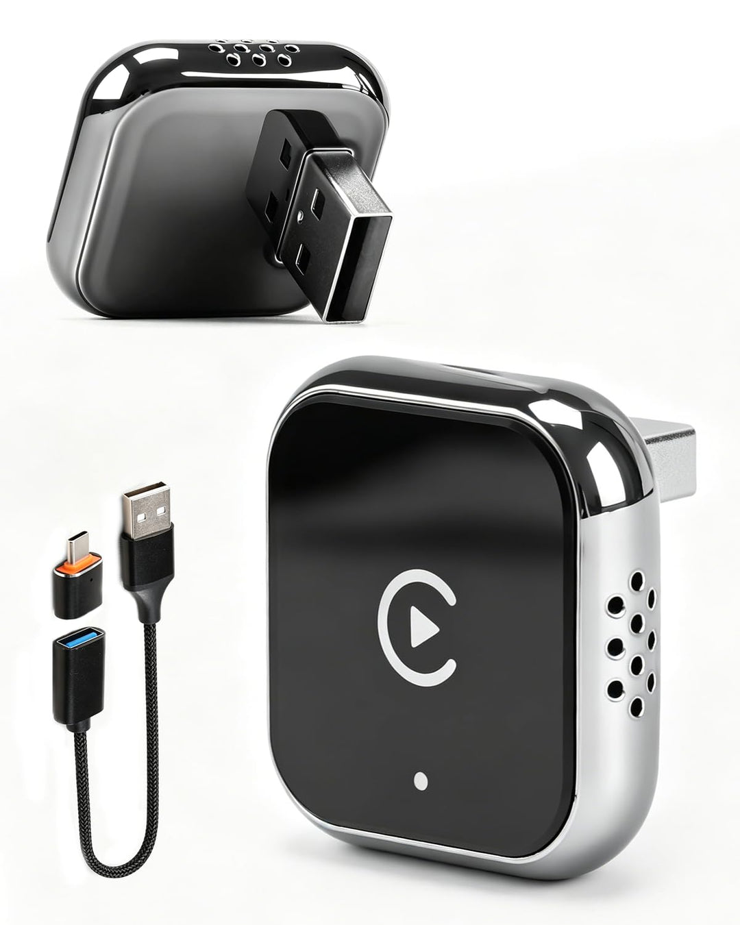 Wireless CarPlay Adapter, Upgrade 2 in 1 Mini Car Play Adapter für iPhone & Android, Plug & Play, Au