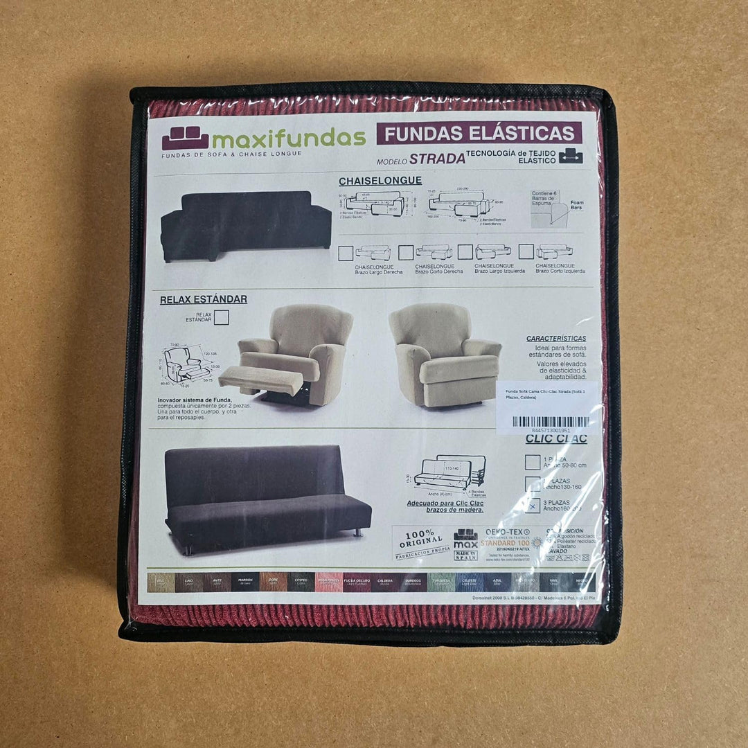 Maxifundas Sofaüberwurf für Schlafsofa, Clic Clac, 3-Sitzer, Strada, Braun, Braun