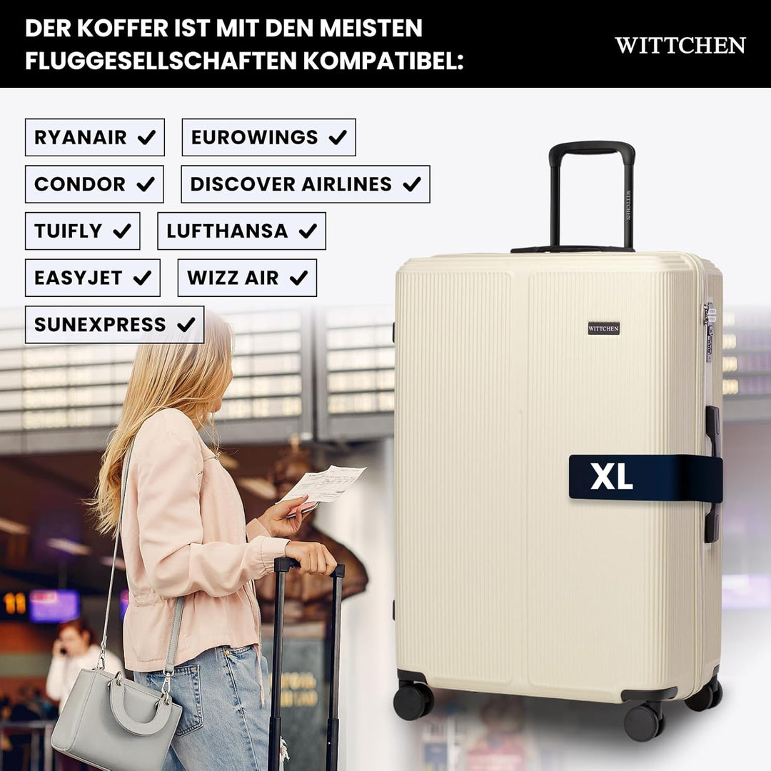 WITTCHEN Stripes Line Grosser Koffer 76,5 x 50 x 29 cm (XL) | Hartschalen-Trolley ABS 96 l, 4 Rollen