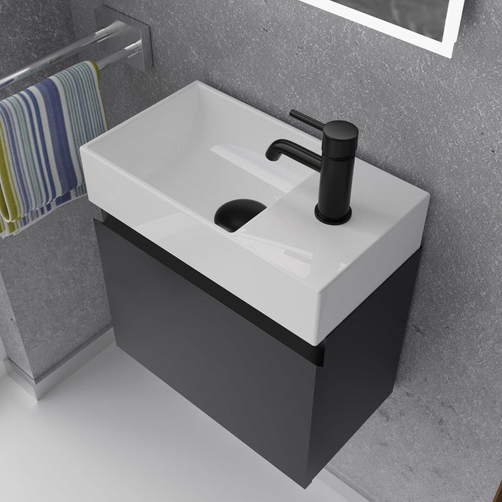 Alpenberger Gäste WC Waschbecken mit Unterschrank 45 cm Breit | Waschtisch Set Klein | Aufsatzwaschb