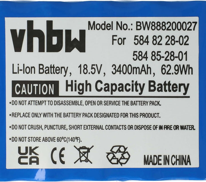 vhbw 1x Netzteil, 1x 3400 mAh Akku, 1x 3 m Niederspannungskabel kompatibel mit Husqvarna Automower 3