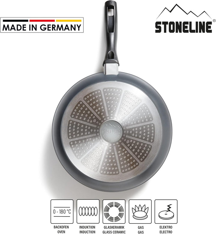 STONELINE Made in Germany Bratpfanne 28 cm, antihaft beschichtete Pfanne mit echten Steinpartikeln,