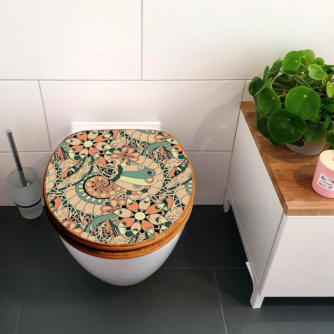 banjado Design WC Sitz Bambus Absenkautomatik 45,8x37,5cm - Toilettendeckel mit Absenkautomatik Holz