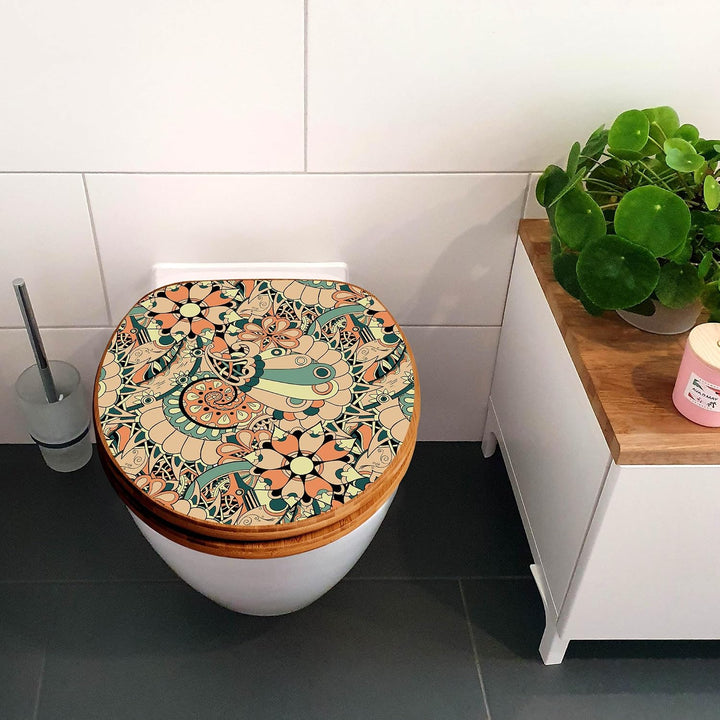 banjado Design WC Sitz Bambus Absenkautomatik 45,8x37,5cm - Toilettendeckel mit Absenkautomatik Holz