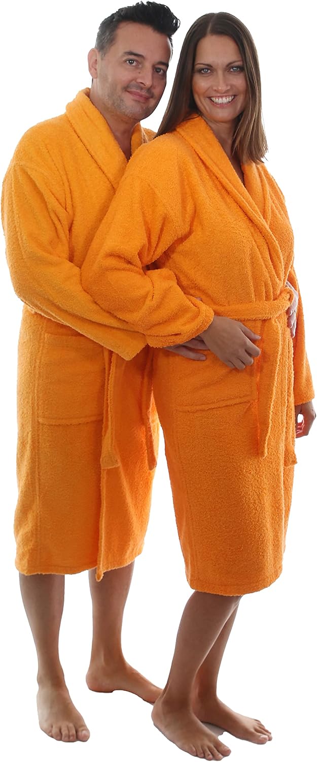 Bademantel für Damen, Herren, Unisex, Frottee 100% Baumwolle 400 gr, Flauschig, Kuschelig, Bunt, Lei