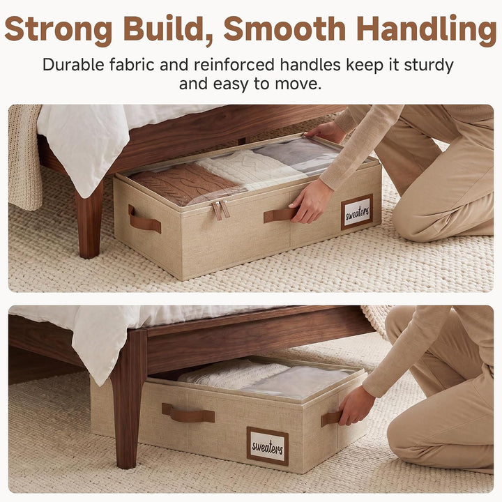 StorageWorks Unterbett Aufbewahrung, grosse Unterbett Aufbewahrungsbox mit Deckel Stoff, faltbare Un