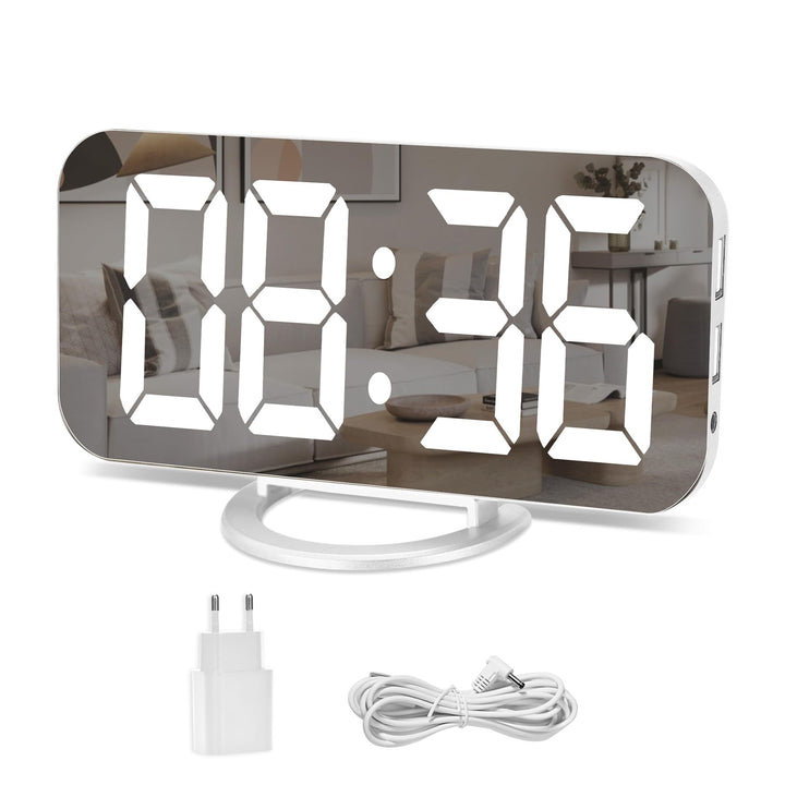U-Picks Wecker Digital,Spiegel Digitaler Wecker,Grosse 6,5" LED-Anzeige mit Dimmer-Modus zur Helligk