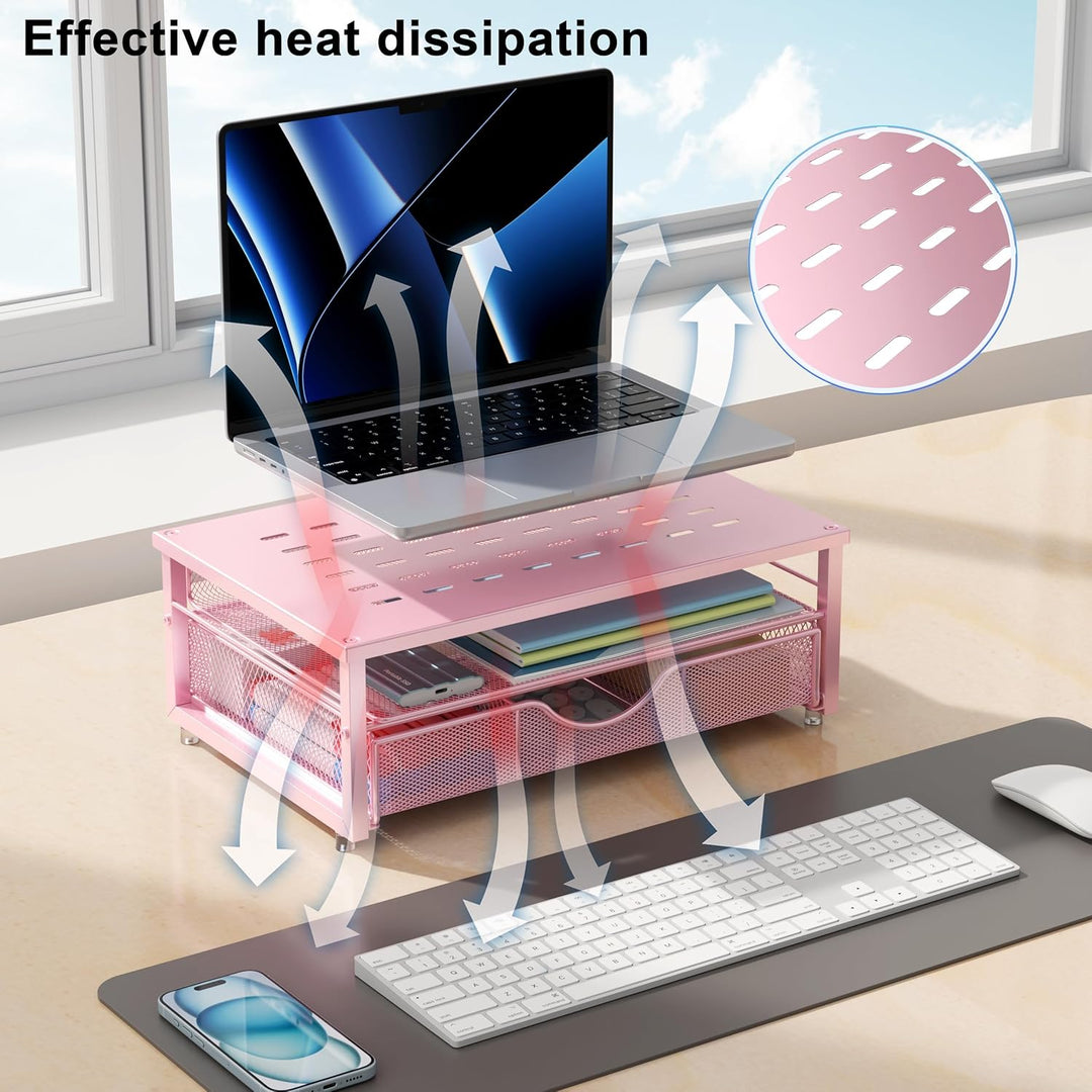 Computer-Monitorständer, Schreibtisch-Organizer mit Schublade, Schreibtischzubehör & Desktop-Aufbewa