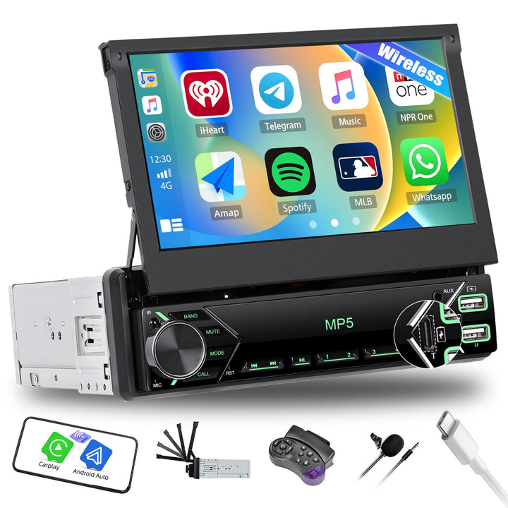 SIXWIN 1 Din Autoradio mit Wireless Carplay/Android Auto,7&