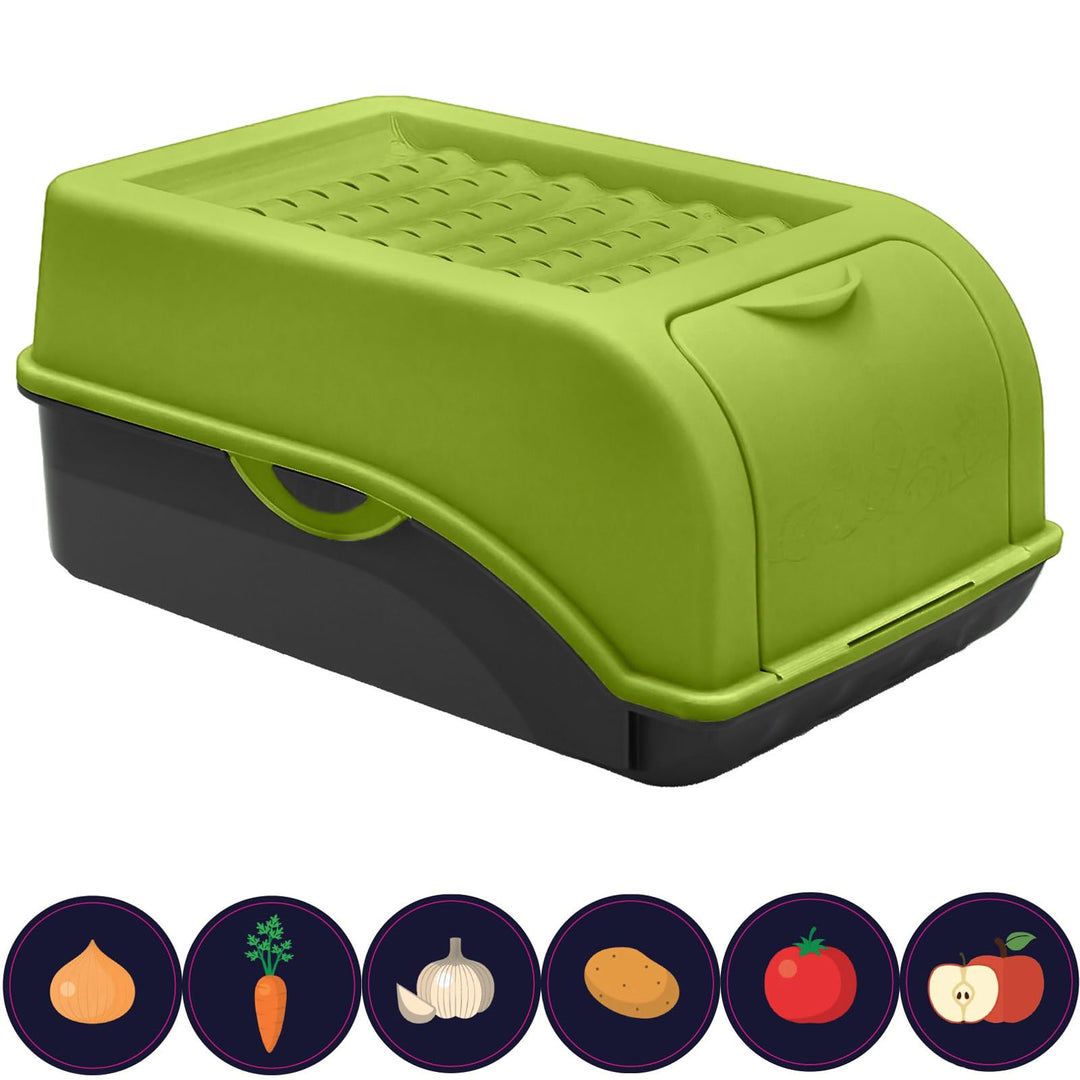 ARTECSIS Kartoffel Aufbewahrungsbox grün I für ca. 2,5 kg Kartoffeln I Kartoffelbox, Zwiebelbox, Gem