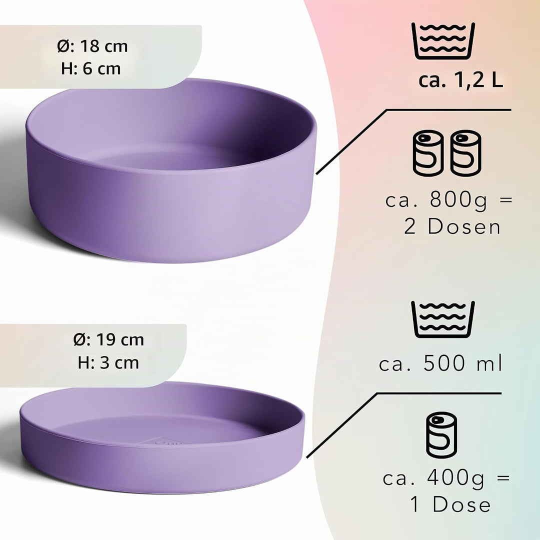 ne&amp;no® Silikon Hundenapf 1200 ml mit Deckel für kleine und mittelgrosse Hunde | im Kühlschrank luftd