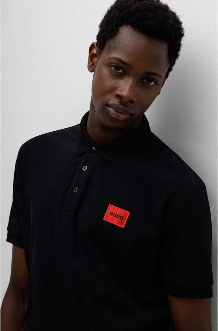 HUGO Herren Dereso222 Slim-Fit Poloshirt aus Baumwoll-Piqué mit Logo-Label, Black001