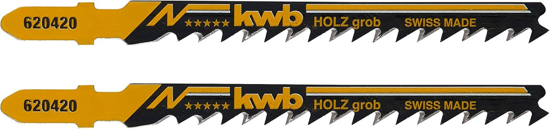 kwb Stichsägeblätter für Holz aus flexiblem HCS-Stahl mit Einnockenschaft (T-Schaft), Einstichzahn,