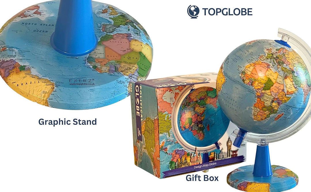 Topglobe TOPGLOBE Beleuchteter Globus 20 cm – französische Karte – moderne politische Globe – Dekora