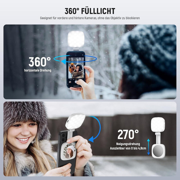 NEEWER Magnetisches Selfie Licht kompatibel mit iPhone MagSafe CRI95 700lx/0,3m Faltbare LED Handy F