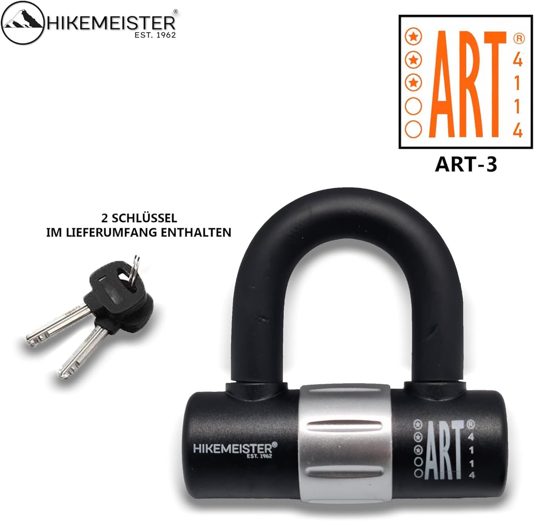 HikeMeister ® Kettenschloss | Hohe Sicherheitsstufe | mit 2 Schlüsseln | ART 3 Zertifikat | E-Scoote