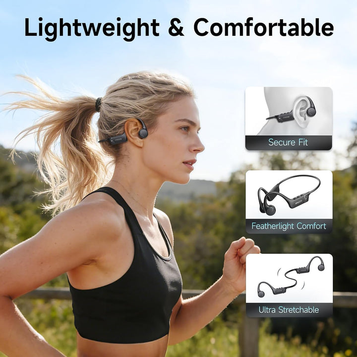 IFECCO Knochenschall Kopfhörer Bluetooth 6.0 für Fitness Radfahren | IP67 Wasserdichte Open Ear Kopf