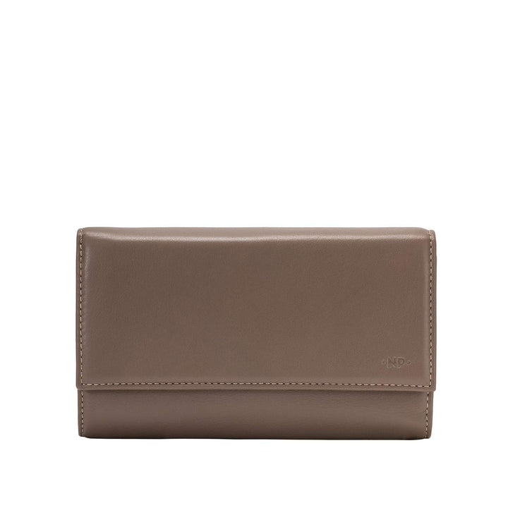 Damen Portemonnaie geräumig aus echtem Leder Multi-Fächer mit Münzfach und Kartenfächern Taupe, Taup