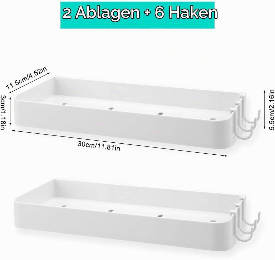 Badezimmerregale Ohne Bohren 2 Stück Kleberegal mit 6 Haken für Badezimmer Wandablage Bad Badezimmer