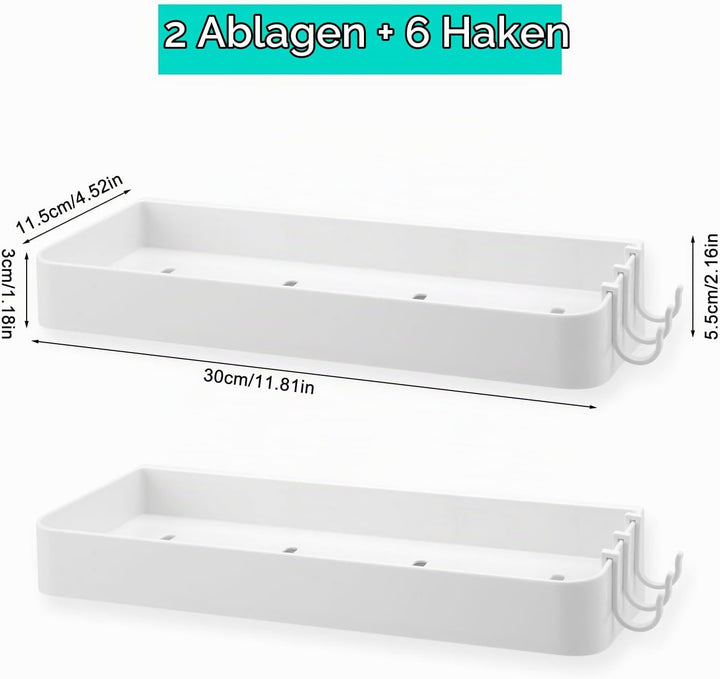 Badezimmerregale Ohne Bohren 2 Stück Kleberegal mit 6 Haken für Badezimmer Wandablage Bad Badezimmer