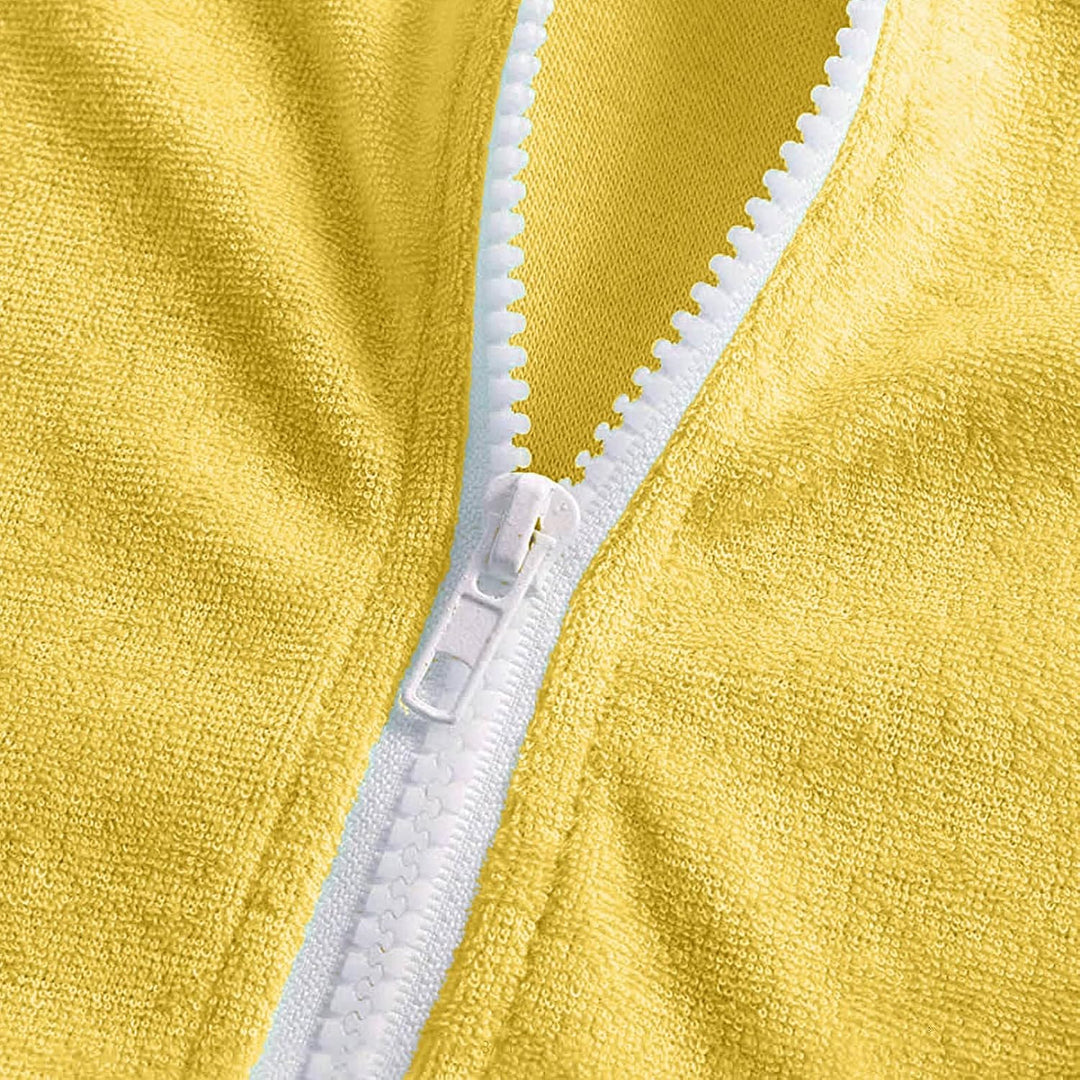 Mädchen Kurzarm Frottee Badeponcho mit Seitentaschen Lila Reissverschluss Surf Poncho, Kapuzen-Badem