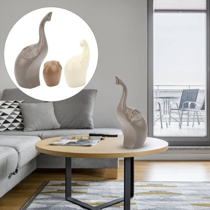 3 Stück Keramik Elefanten Figur Deko, 23cm Helle Farbe Moderner Stil Porzellan Elefant Statue, Feng