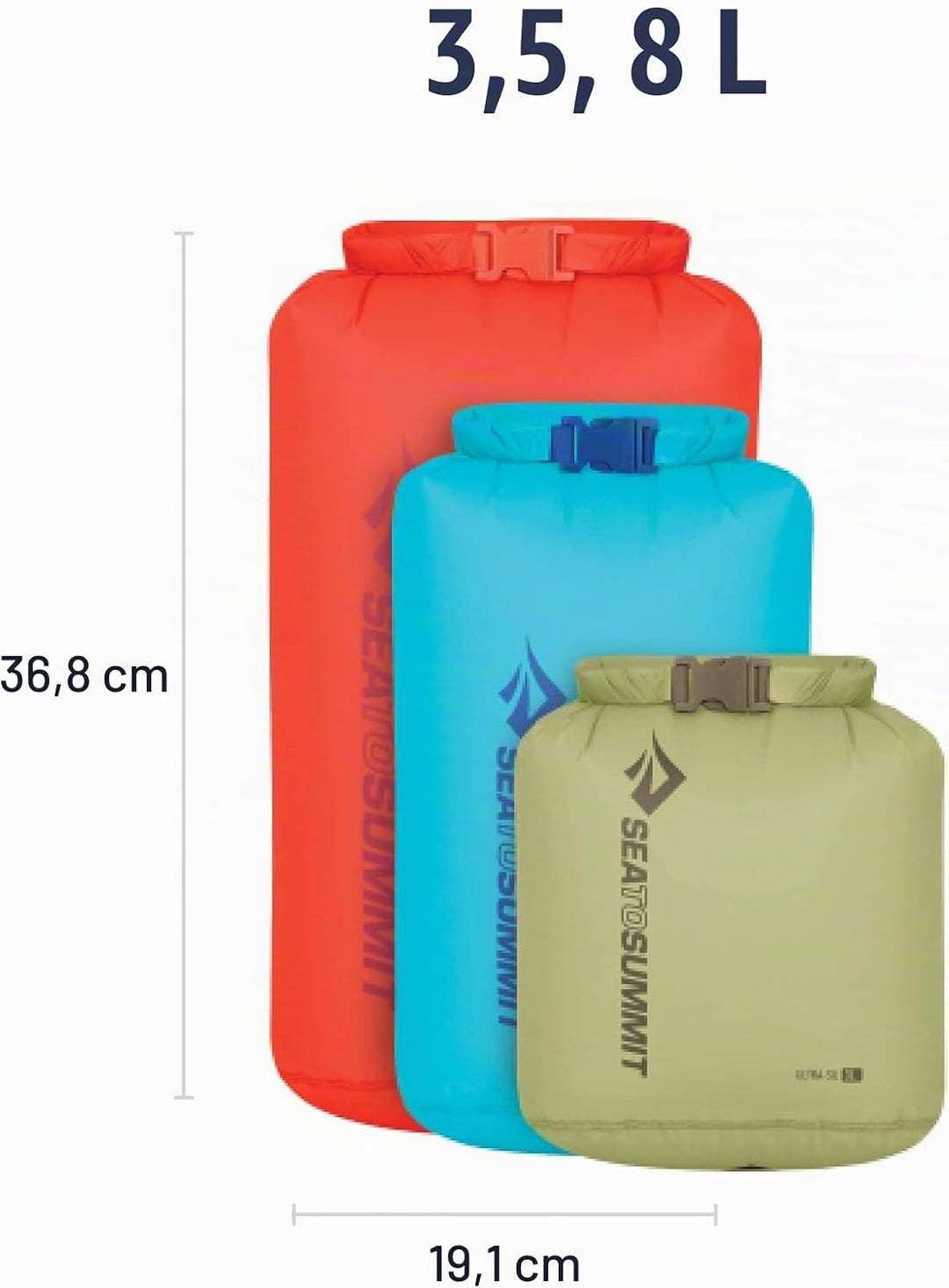 Sea to Summit - Ultra-SIL Dry Bag Set (3L, 5L, 8L) - wasserdichte Tasche &amp; Aufbewahrung - Rollversch