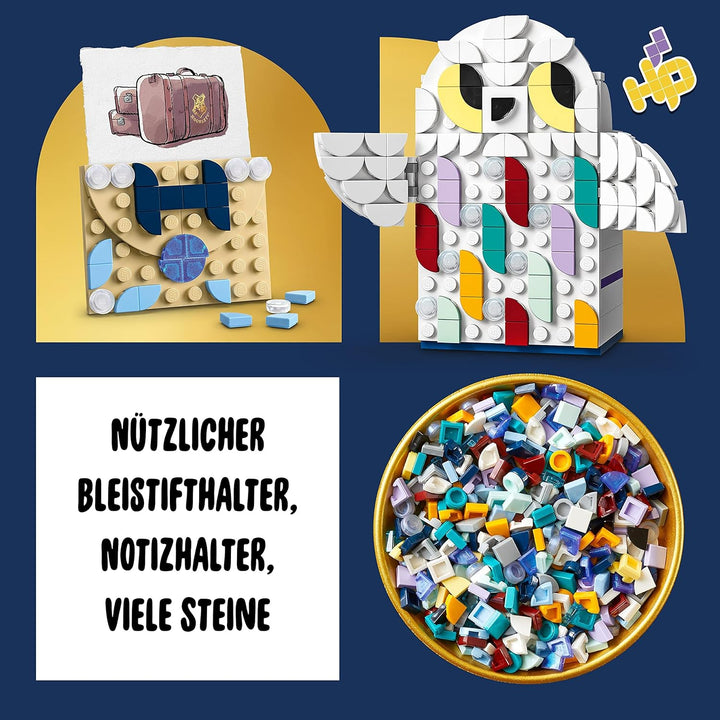 LEGO 41809 DOTS Hedwig Stiftehalter, Harry Potter Eule, Bleistifthalter und Notizhalter als Schreibt