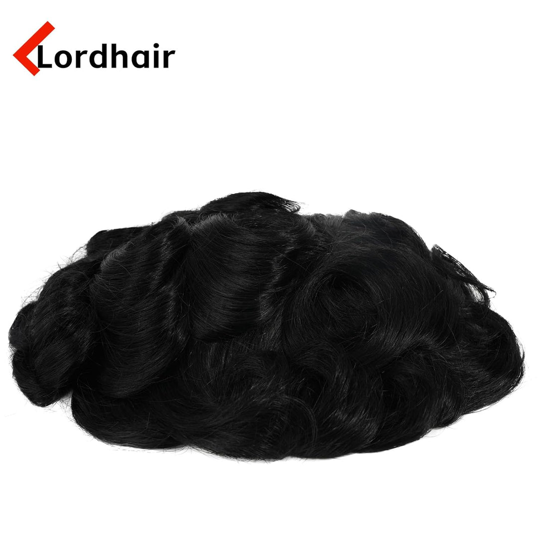 Lordhair Toupet für Männer Haarersatz Systeme Mann, natürliche atmungsaktive Mono-Spitze mit PU-Echt