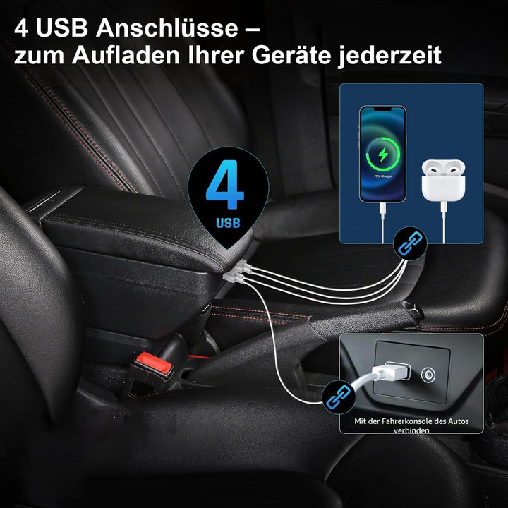 KAERGK Auto Armlehne für Kia Picanto 2006-2019 Doppelschicht Mittelkonsole Grosse Aufbewahrungsbox m