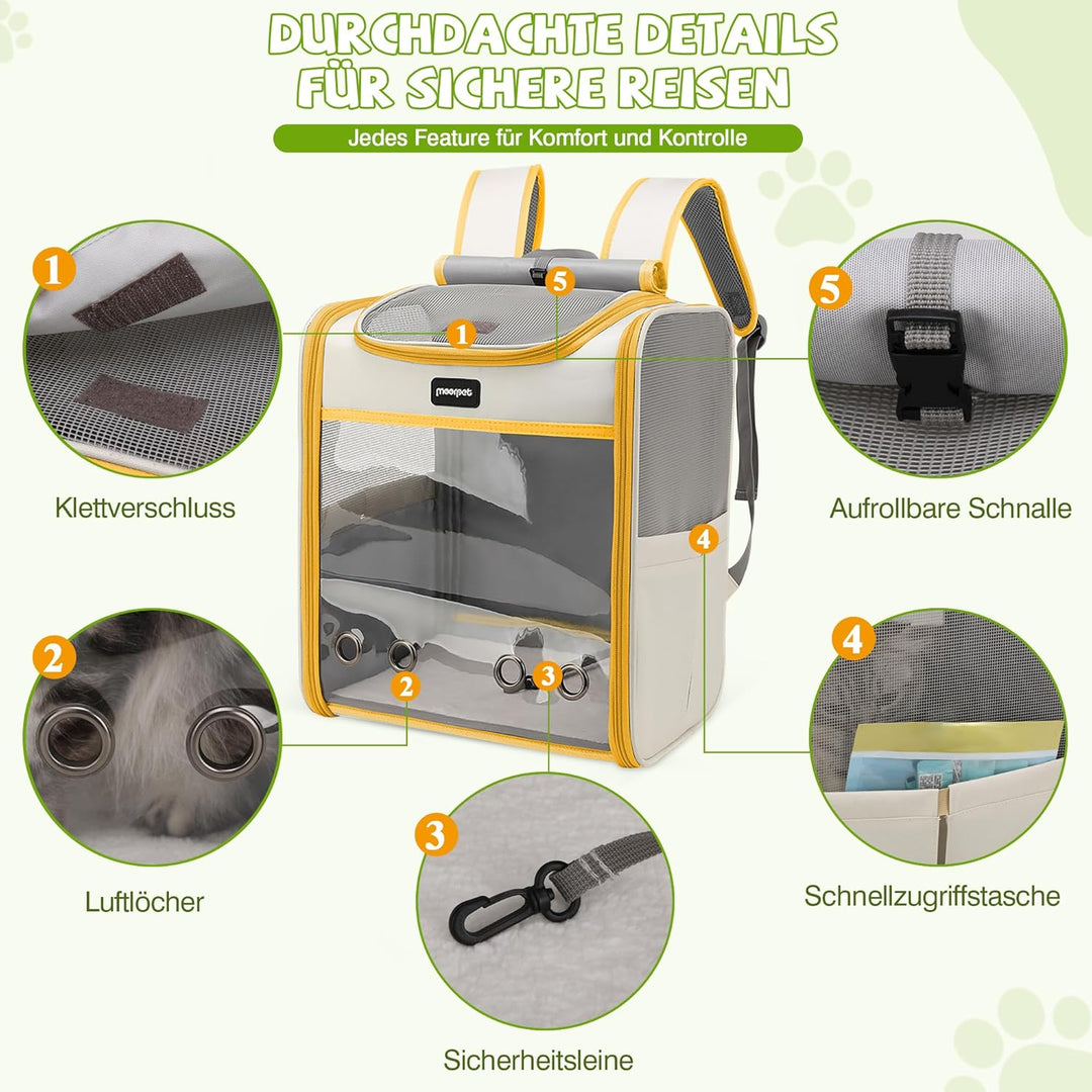 ALLSOPETS Katzenrucksack grosse Katzen, Faltbarer Hunde- und Katzen Rucksack, Atmungsaktive Tragetas