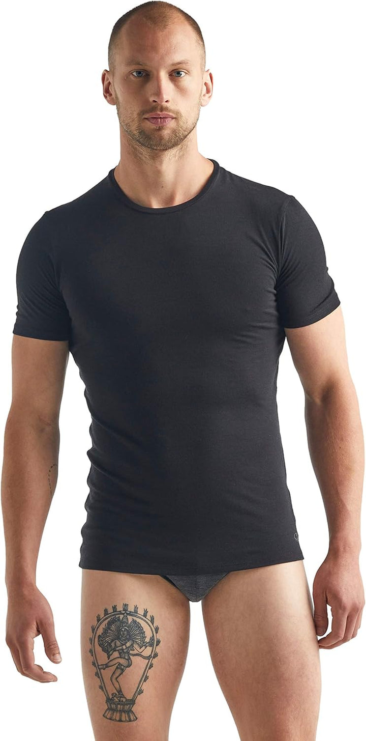 Icebreaker Herren Anatomica Crewe T-Shirt - Funktionsshirt Herren - Merinowolle Unterwäsche M Schwar