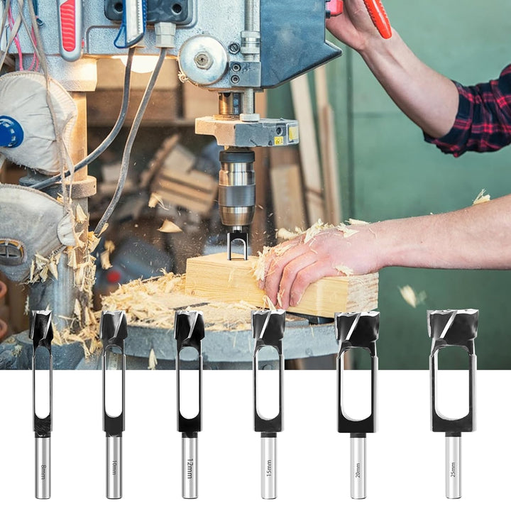 6 Stück Tiefer Zapfenbohrer für Tischlerarbeiten, 8mm 10mm 12mm 15mm 20mm 25mm Holzdübellochschneide