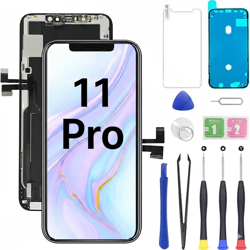 Hoonyer Display für iPhone 11 Pro, iPhone LCD Bildschirm Ersatz Digitizer Assembly mit 3D Touch, Fac