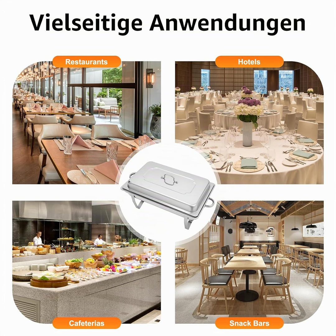Speisenwärmer Edelstahl, 9L Chafing Dish Warmhaltebehälter Speisewärmer Wärmebehälter Hotel Buffet W
