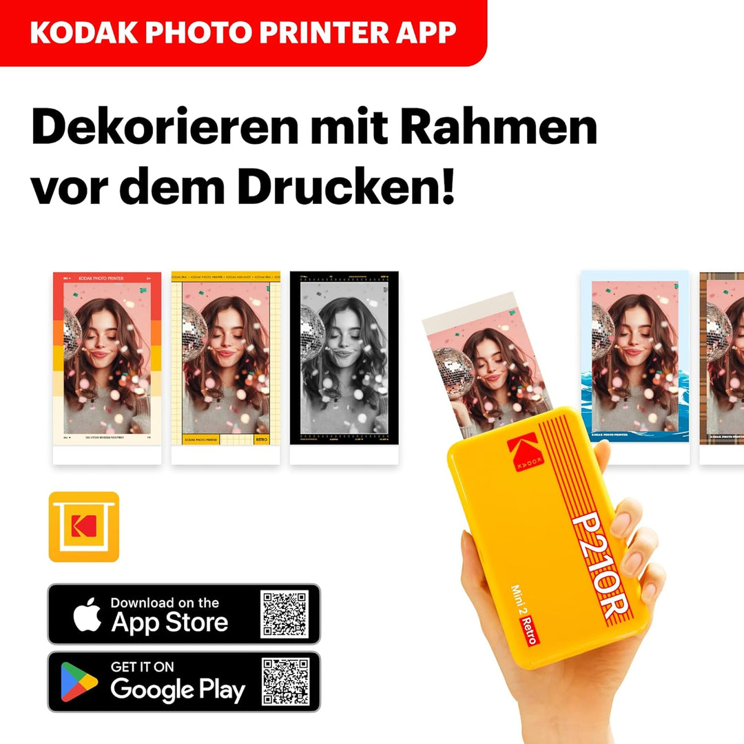 Kodak Mini 2 Retro mobiler Farbig Fotodrucker für Smartphone (iPhone & Android) - Weiss - 8 Blatt (5