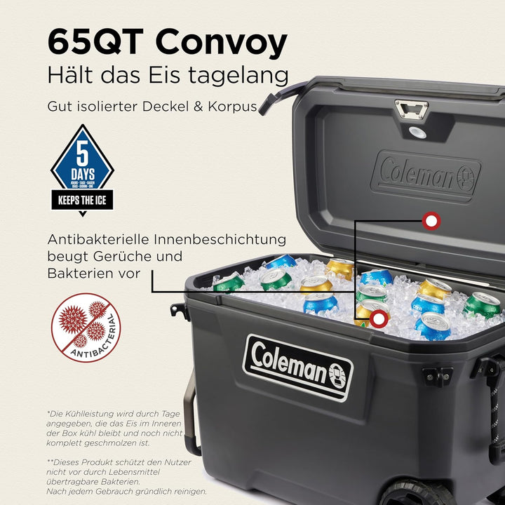 Coleman Convoy Hochleistungs-Kühlbox | 27L - 22L Fassungsvermögen | Hält EIS bis zu 5 Tage lang | Vo