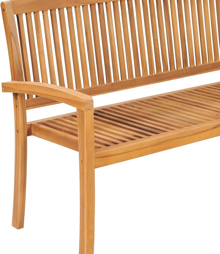 Tidyard Teak Massiv Gartenbank mit Auflage Stapelbar Sitzbank Gartenm?Bel Teakbank Holzbank Terrasse