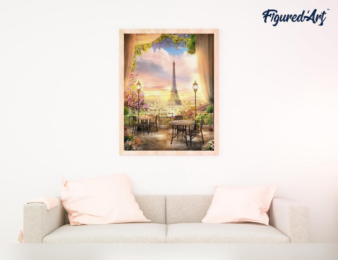 Figured'Art Malen Nach Zahlen Erwachsene Mit Rahmen Romantische Landschaft in Paris - Paint by Numbe