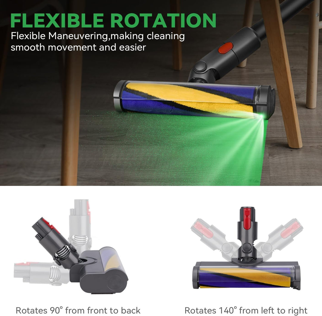 Softwalze Bodendüse Kompatibel mit Dyson V7 V8 V10 V11 V15 Staubsauger | Ersatzbürste mit LED | Stau