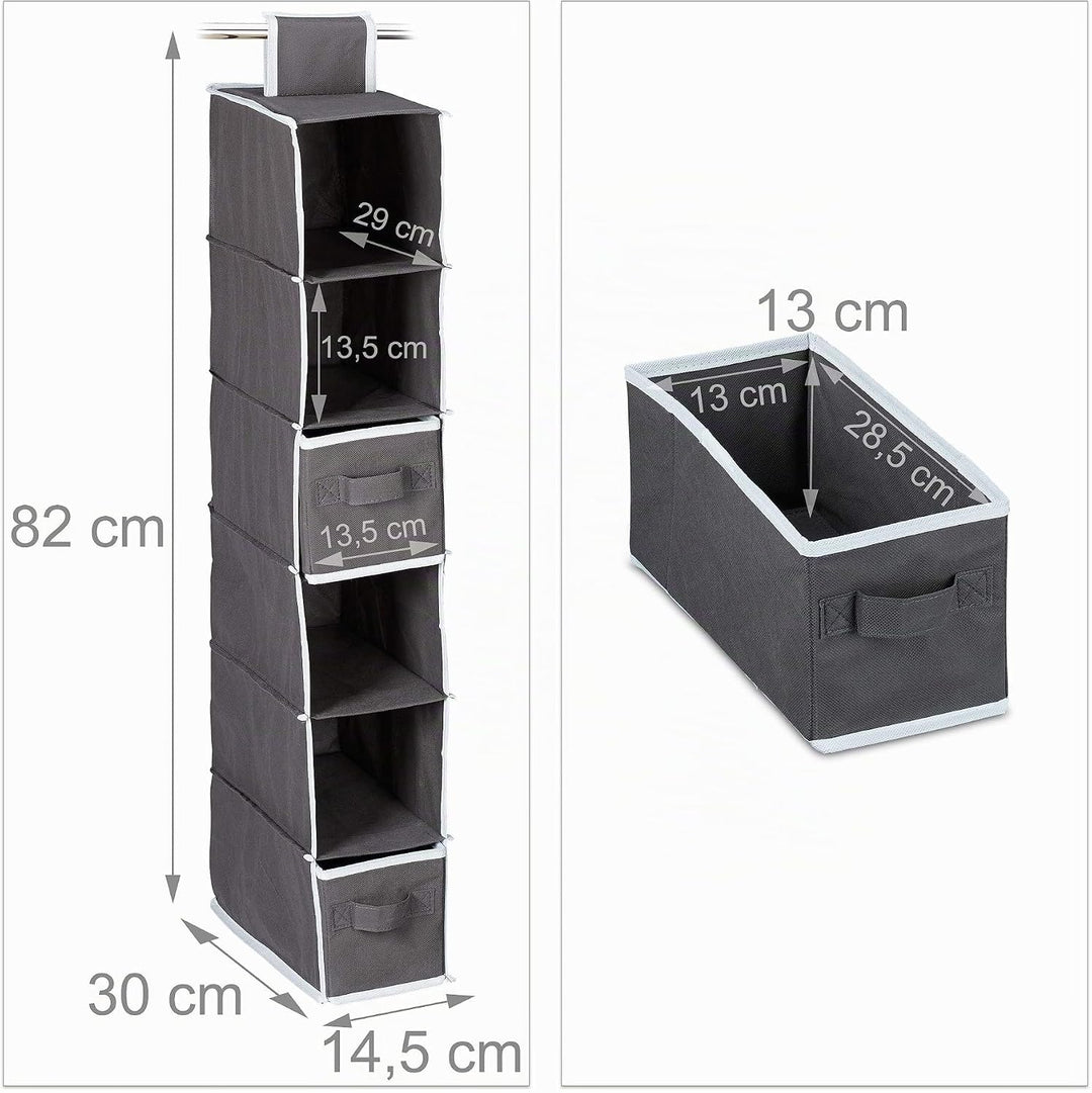 Relaxdays 1 x Hängeregal Stoff, Hängeaufbewahrung, 6 Fächer, 2 Schübe, für Kleiderschrank, HxBxT: ca