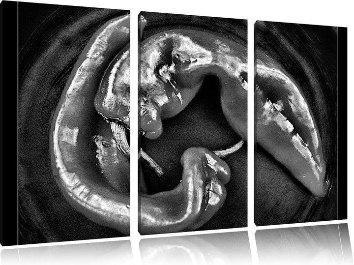 Pixxprint scharfe Chilischoten als Leinwandbild/Grösse: 3 Teilig (120x80) cm/Wandbild/Kunstdruck/fer