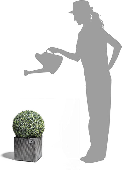 Gartenfreude Pflanzkübel Polyrattan für Innen und Aussen, Kunststoffeinsatz, grau, 28x28x28 cm, 4000