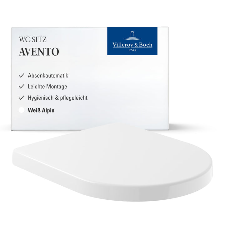 Villeroy & Boch WC-Sitz Avento - Toilettendeckel Weiss glänzend mit Absenkautomatik - Abnehmbarer, b