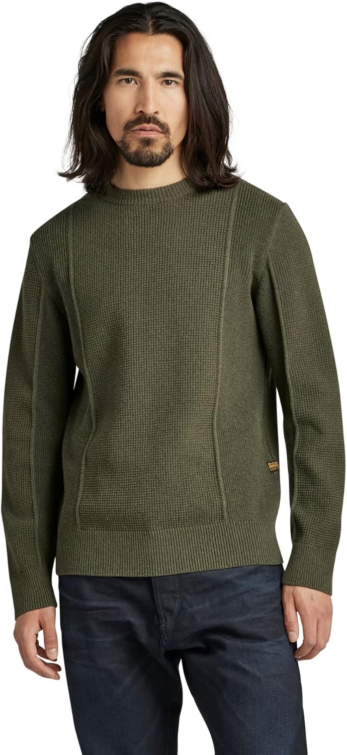 G-STAR RAW Herren Structure Knitted Pullover Knits XS Grün (Dk Green D22349-d239-884), XS Grün (Dk G