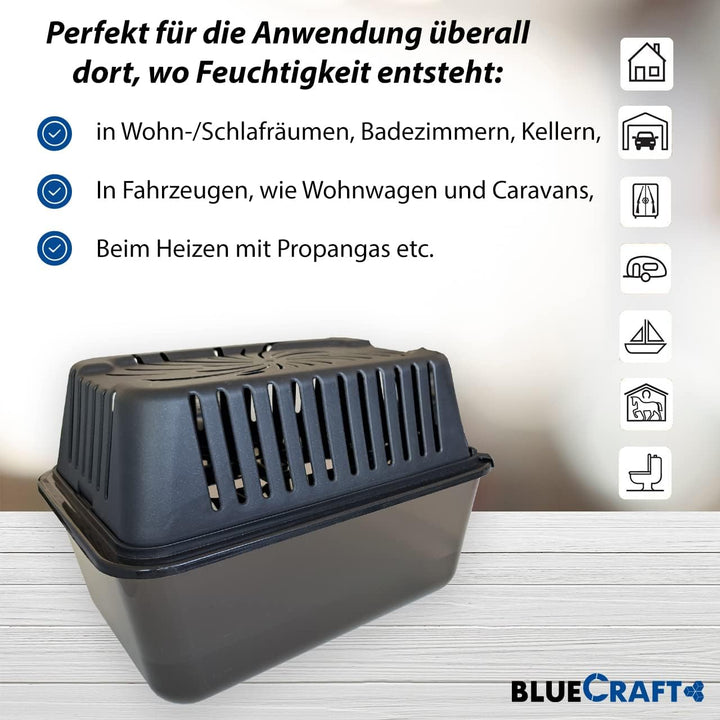Bluecraft - Raumentfeuchter Box Feuchtigkeitskiller + 10x 1 kg Luft-Entfeuchter Granulat im Vliesbeu